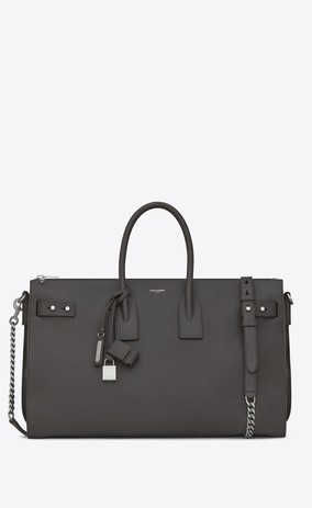 SAINT LAURENT Sac De Jour Supple Damen weiche sac de jour dufflebag 36h aus asphaltgrauem narbenleder a_V4